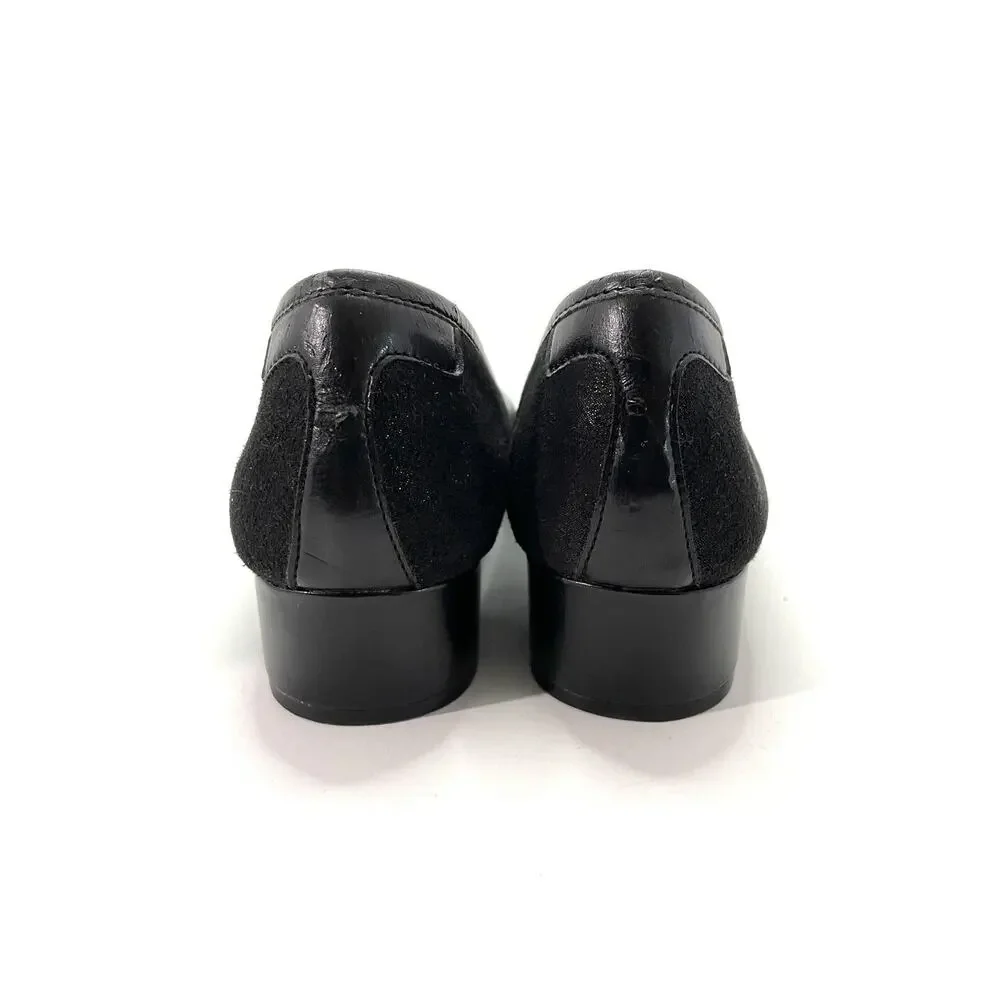 Taryn Rose Women's Black Round Toe Felicity Low Wedge Heel Shoe Size 7